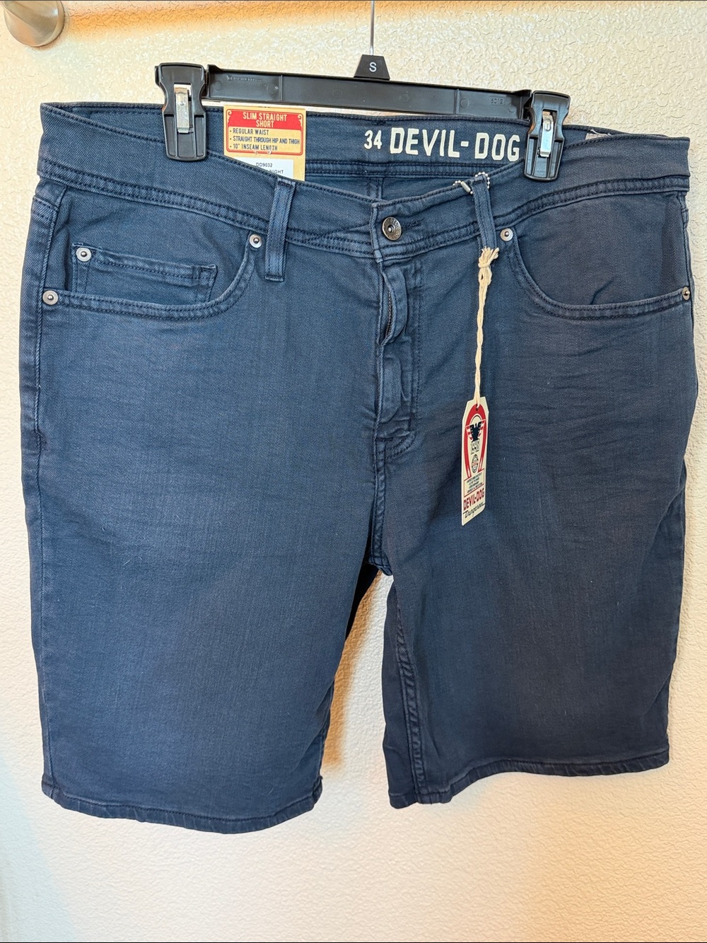 Men's Navy Denim Slim Straight Shorts